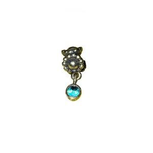 AUTHENTIC Pandora Sterling Silver Dangle Daisy Flower Blue Topaz Charm